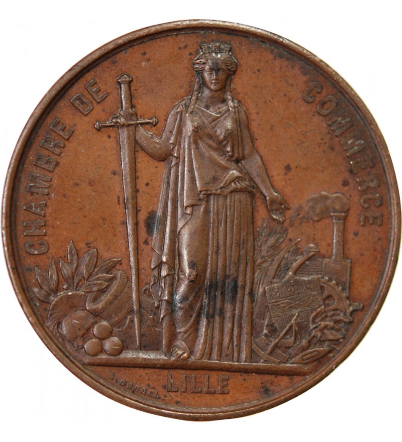 CHAMBRE DE COMMERCE DE LILLE, NAPOLEON III - MÉDAILLE CUIVRE 1867