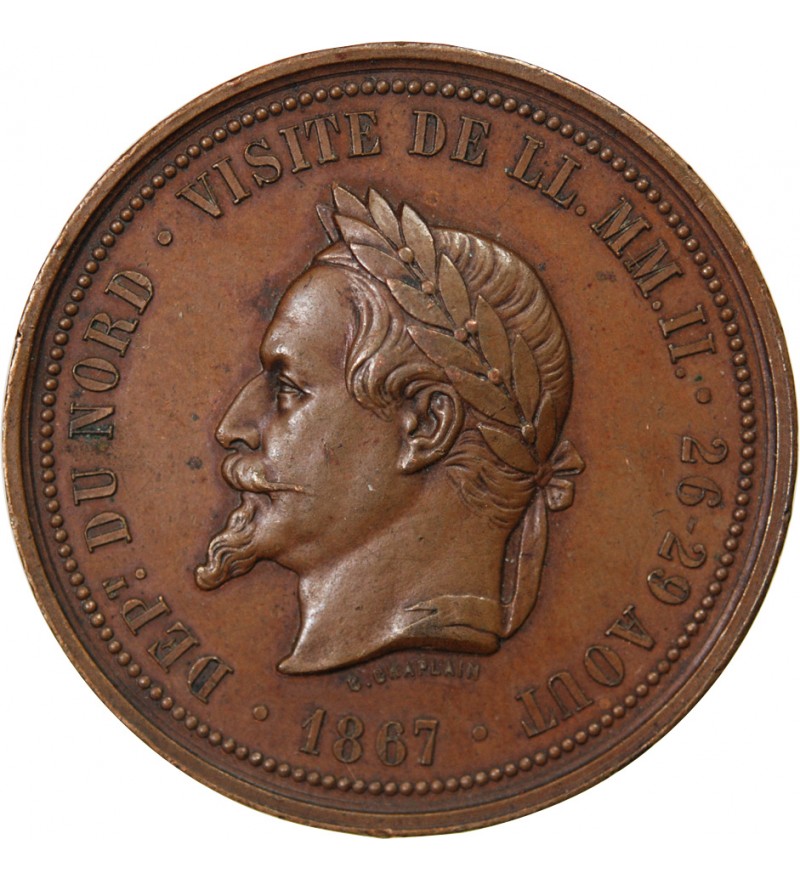 CHAMBRE DE COMMERCE DE LILLE, NAPOLEON III - MÉDAILLE CUIVRE 1867