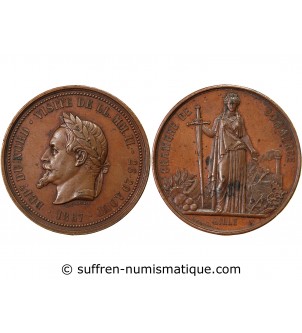CHAMBRE DE COMMERCE DE LILLE, NAPOLEON III - MÉDAILLE CUIVRE 1867