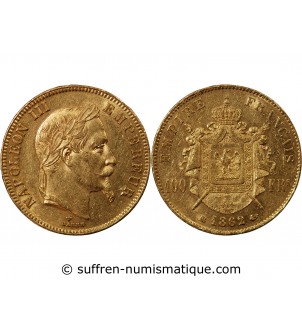 NAPOLEON III - ﻿100 FRANCS OR 1862 BB STRASBOURG