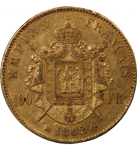 NAPOLEON III - ﻿100 FRANCS OR 1862 BB STRASBOURG