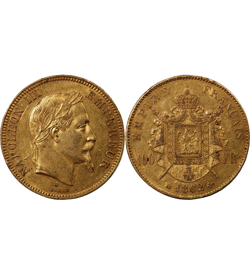 NAPOLEON III - ﻿100 FRANCS OR 1862 BB STRASBOURG