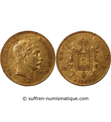 NAPOLEON III - ﻿100 FRANCS OR 1862 BB STRASBOURG