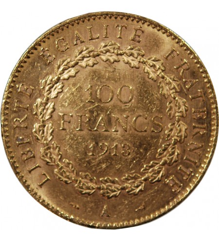 GENIE - 100 FRANCS OR 1913 A PARIS "Liberté Egalité Fraternité"﻿