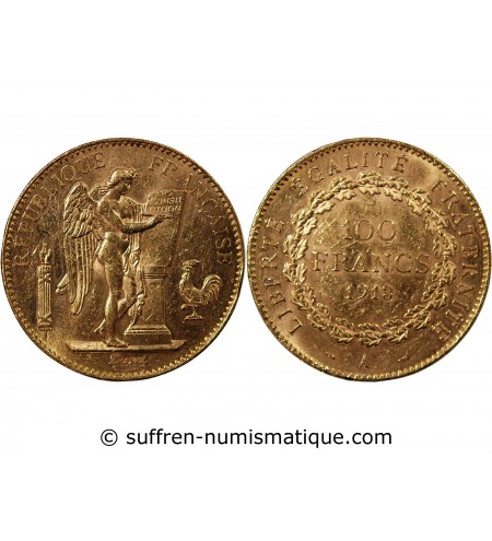 GENIE - 100 FRANCS OR 1913 A PARIS "Liberté Egalité Fraternité"﻿