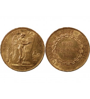 GENIE - 100 FRANCS OR 1882 A PARIS "Dieu protège la France"﻿ 2