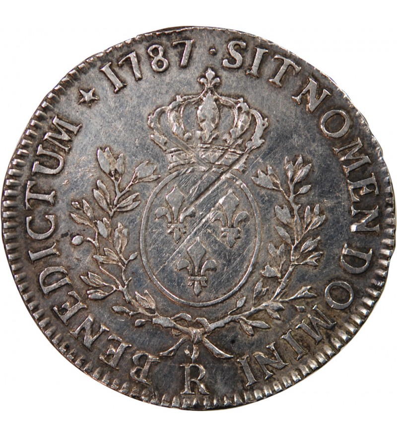 LOUIS XVI - ÉCU ARGENT AUX BRANCHES D'OLIVIER 1791 A PARIS