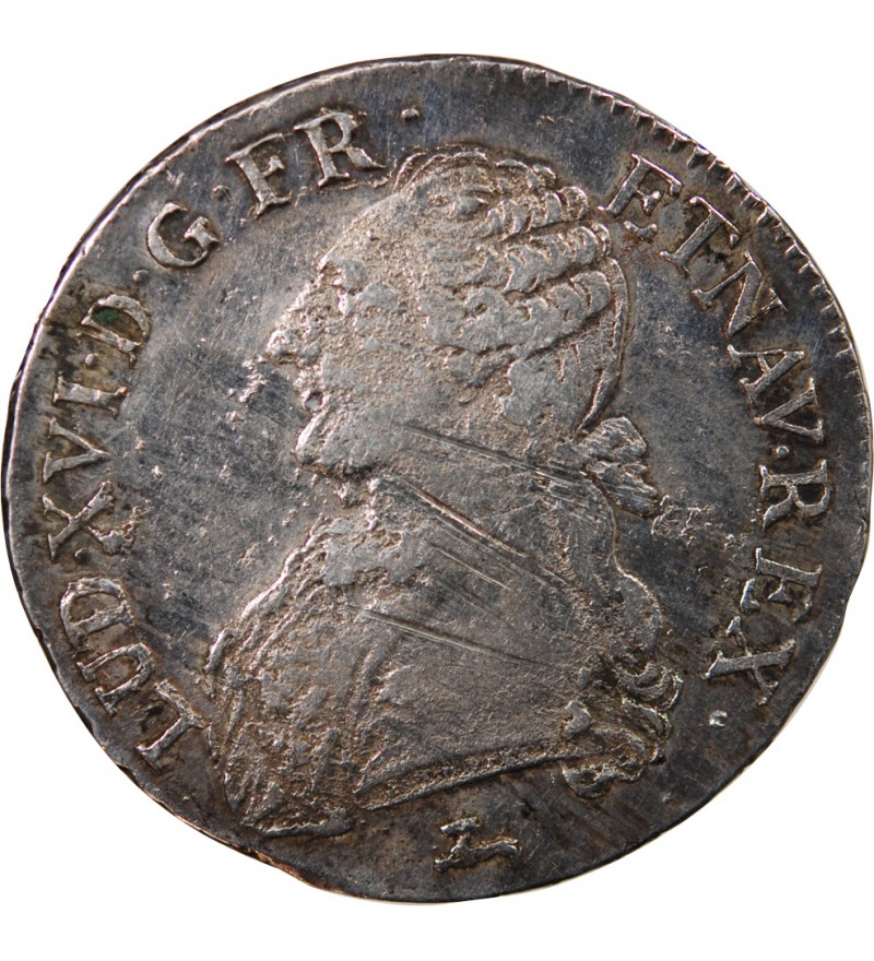 LOUIS XVI - ÉCU ARGENT AUX BRANCHES D'OLIVIER 1791 A PARIS