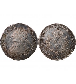 LOUIS XVI - ÉCU ARGENT AUX BRANCHES D'OLIVIER 1791 A PARIS 2