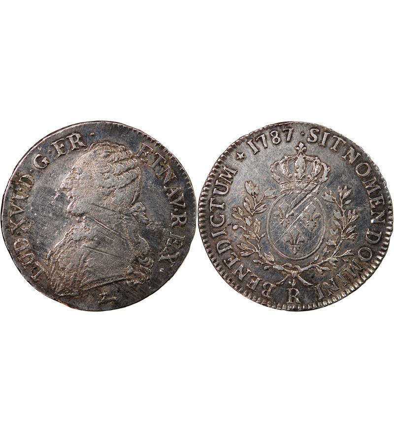 LOUIS XVI - ÉCU ARGENT AUX BRANCHES D'OLIVIER 1791 A PARIS