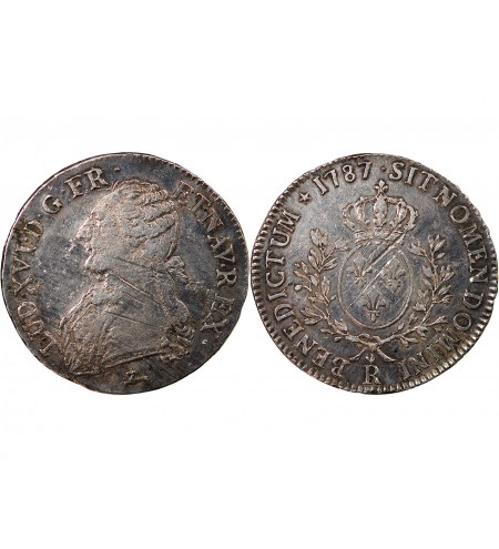 LOUIS XVI - ÉCU ARGENT AUX BRANCHES D'OLIVIER 1791 A PARIS