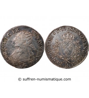 LOUIS XVI - ÉCU ARGENT AUX BRANCHES D'OLIVIER 1791 A PARIS