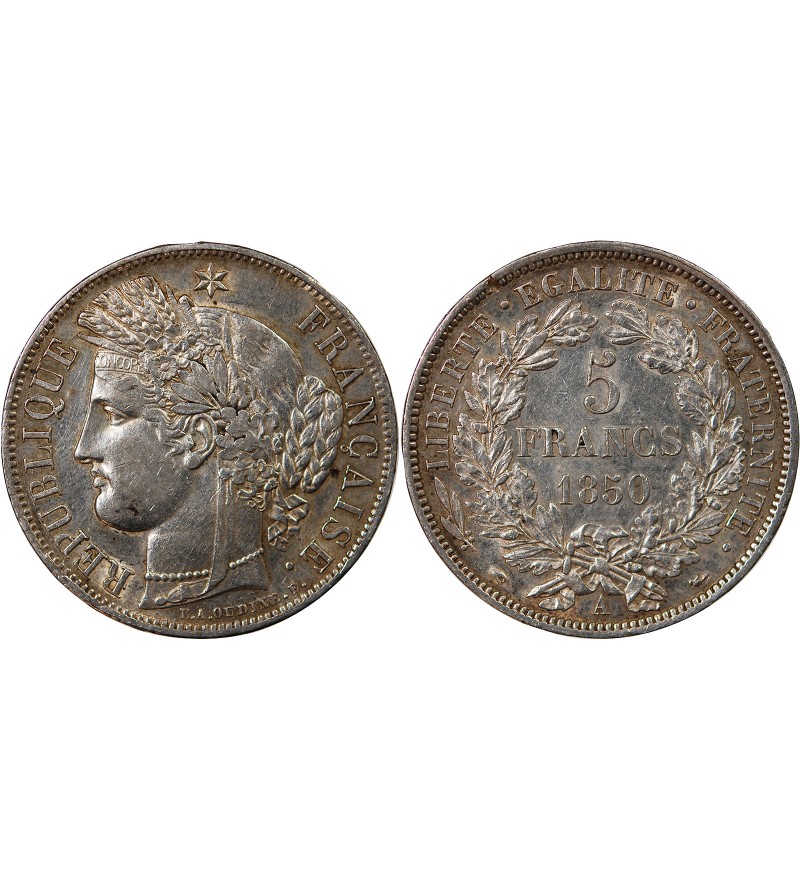 CERES - 5 FRANCS ARGENT 1850 A PARIS