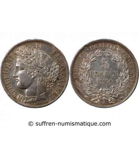 CERES - 5 FRANCS ARGENT 1850 A PARIS