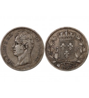 CHARLES X - 5 FRANCS ARGENT 1827 K BORDEAUX 2