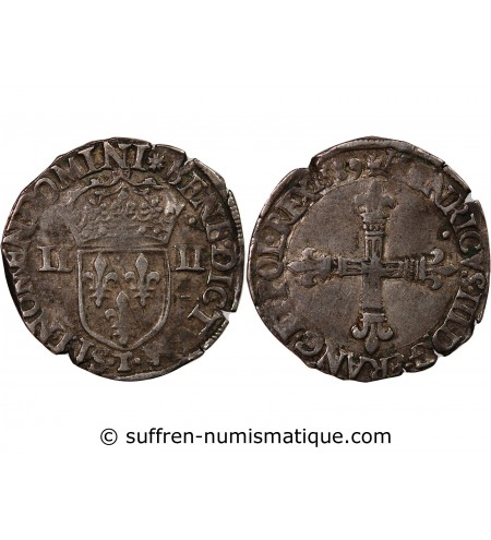HENRI III - 1/4 ECU ARGENT 1589 T NANTES