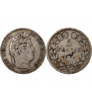 LOUIS-PHILIPPE Ier - 5 FRANCS 1833 Q PERPIGNAN " Tranche en Relief" 2