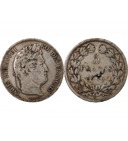 LOUIS-PHILIPPE Ier - 5 FRANCS 1833 Q PERPIGNAN " Tranche en Relief"