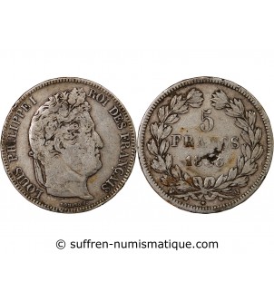 LOUIS-PHILIPPE Ier - 5 FRANCS 1833 Q PERPIGNAN " Tranche en Relief"