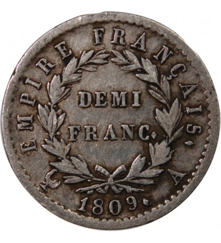 NAPOLEON Ier﻿ - 1/2 FRANC ARGENT 1809 A PARIS