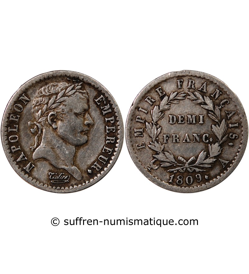 NAPOLEON Ier﻿ - 1/2 FRANC ARGENT 1809 A PARIS