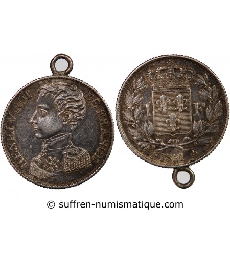 HENRI V - 1 FRANC ARGENT 1831 AVEC BELIERE