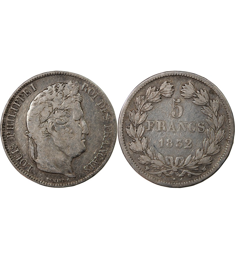 LOUIS-PHILIPPE Ier - 5 FRANCS 1832 MA MARSEILLE " Tranche en Relief"