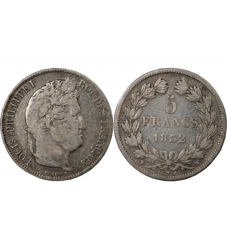 LOUIS-PHILIPPE Ier - 5 FRANCS 1832 MA MARSEILLE " Tranche en Relief"