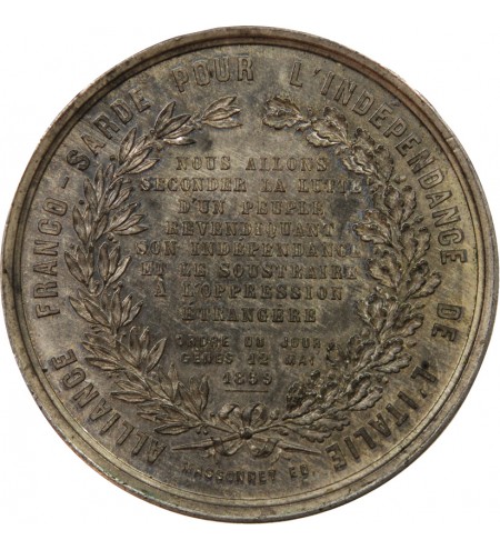 ALLIANCE FRANCO-SARDE, NAPOLEON III - MEDAILLE ETAIN 1859