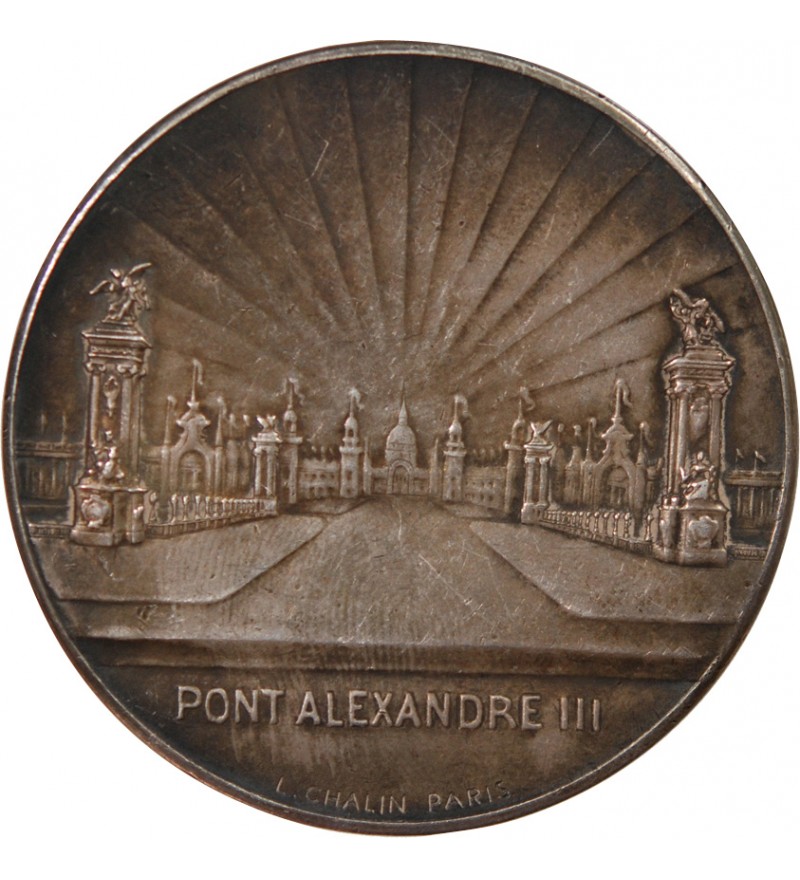 EXPOSITION UNIVERSELLE DE 1900, PONT ALEXANDRE III - MEDAILLE BRONZE ARGENTÉ