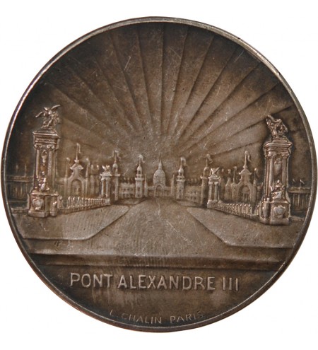 EXPOSITION UNIVERSELLE DE 1900, PONT ALEXANDRE III - MEDAILLE BRONZE ARGENTÉ