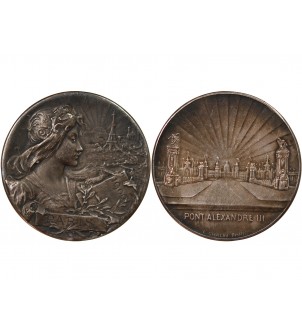 EXPOSITION UNIVERSELLE DE 1900, PONT ALEXANDRE III - MEDAILLE BRONZE ARGENTÉ 2