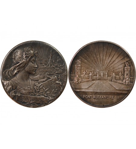 EXPOSITION UNIVERSELLE DE 1900, PONT ALEXANDRE III - MEDAILLE BRONZE ARGENTÉ