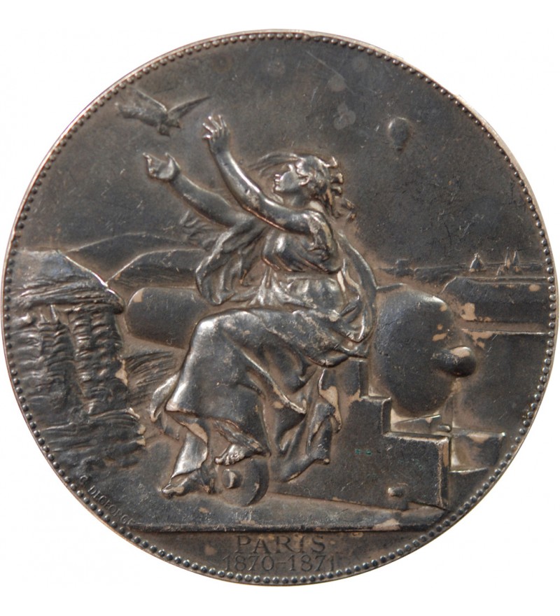 MINISTERE DE LA GUERRE, COMMUNICATIONS AERIENNES - MÉDAILLE ARGENT 1870 / 1871 PARIS
