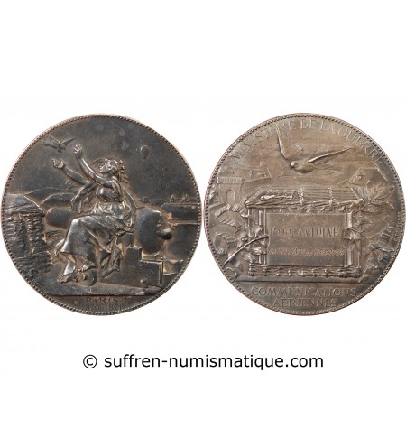 MINISTERE DE LA GUERRE, COMMUNICATIONS AERIENNES - MÉDAILLE ARGENT 1870 / 1871 PARIS