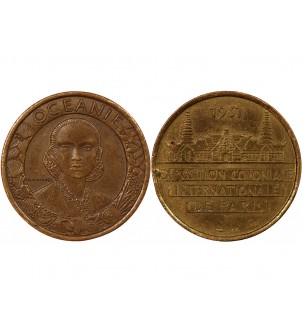 EXPOSITION COLONIALE, OCEANIE - MEDAILLE LAITON 1931 2
