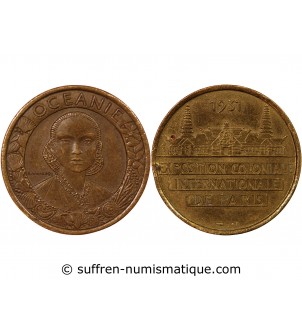 EXPOSITION COLONIALE, OCEANIE - MEDAILLE LAITON 1931