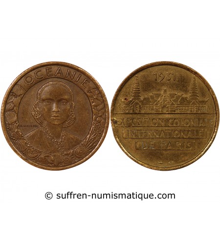 EXPOSITION COLONIALE, OCEANIE - MEDAILLE LAITON 1931
