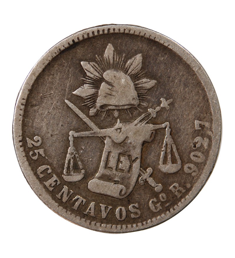 MEXIQUE - 25 CENTAVOS ARGENT 1886 Go R