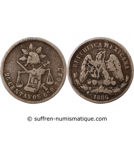 MEXIQUE - 25 CENTAVOS ARGENT 1886 Go R