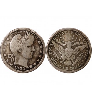USA - 25 CENTS ARGENT "Barber Quarter" 1903 PHILADELPHIE 2