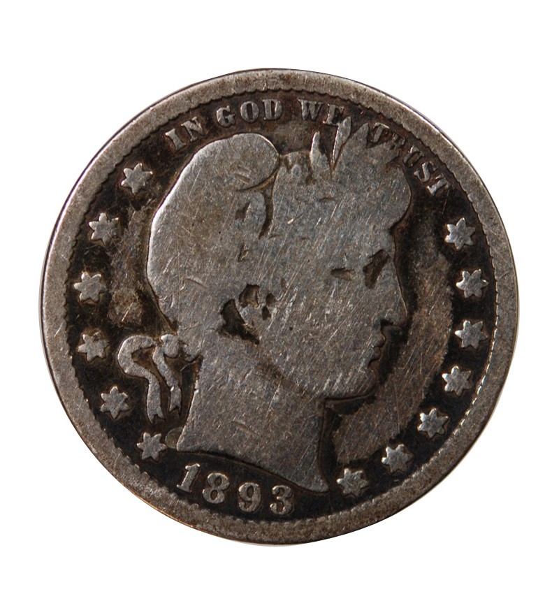 USA - 25 CENTS ARGENT "Barber Quarter" 1893 PHILADELPHIE