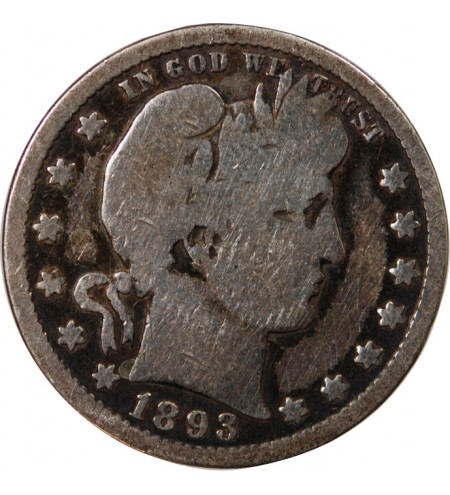 USA - 25 CENTS ARGENT "Barber Quarter" 1893 PHILADELPHIE