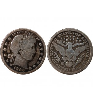 USA - 25 CENTS ARGENT "Barber Quarter" 1893 PHILADELPHIE 2