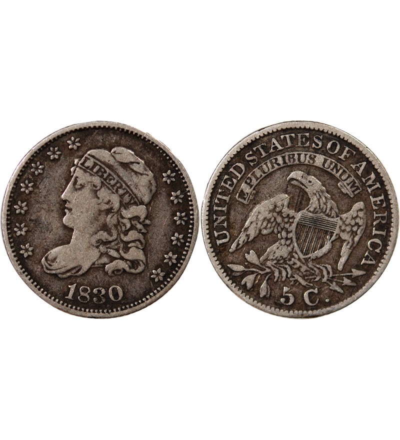 USA - 5 CENTS ARGENT "Capped Bust Half Dime" 1830