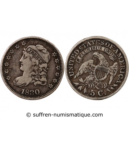 USA - 5 CENTS ARGENT "Capped Bust Half Dime" 1830