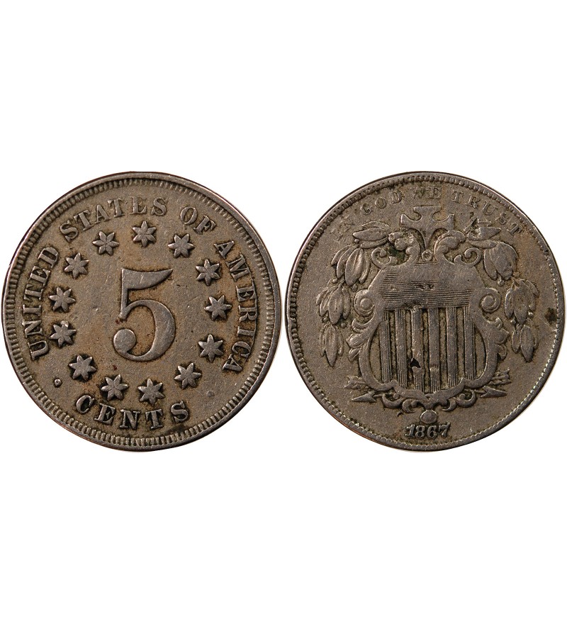 USA - 5 CENTS "Union Shield" 1867