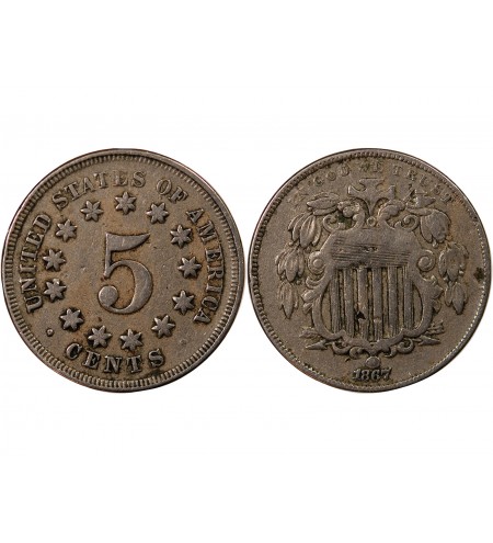 USA - 5 CENTS "Union Shield" 1867