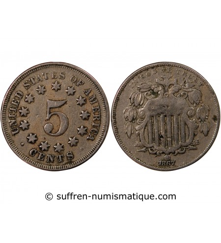 USA - 5 CENTS "Union Shield" 1867