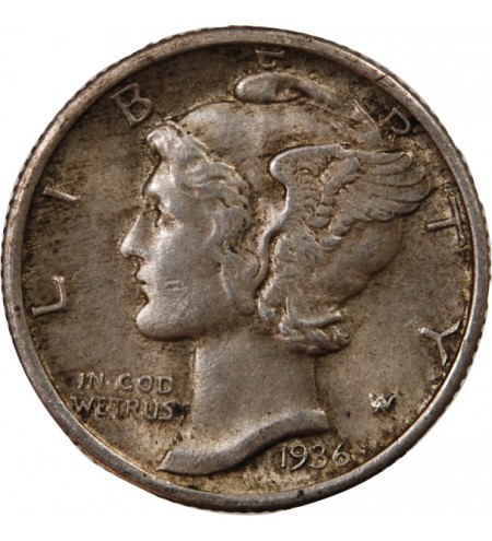 USA - 10 CENTS ARGENT "Mercury Dime" 1936 PHILADELPHIE